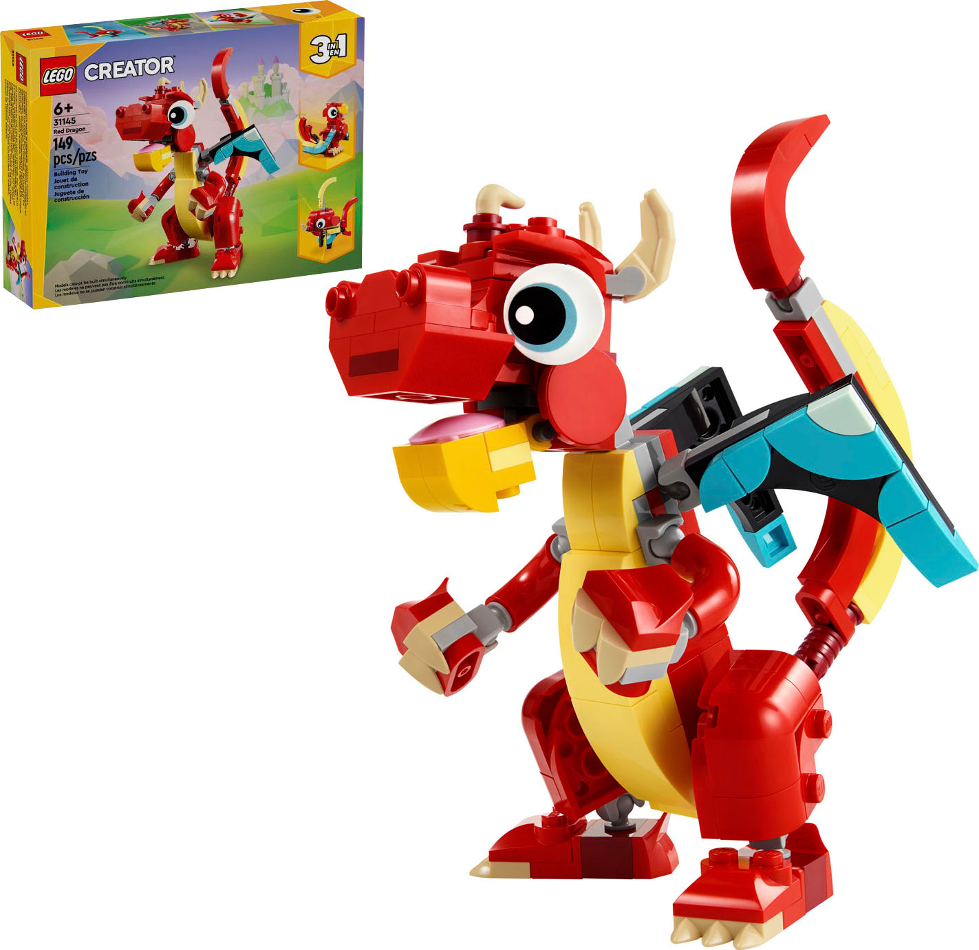 LEGO Creator 3 in 1 Red Dragon 3 in 1 Animal Toy Set 31145 6470618 - Best  Buy