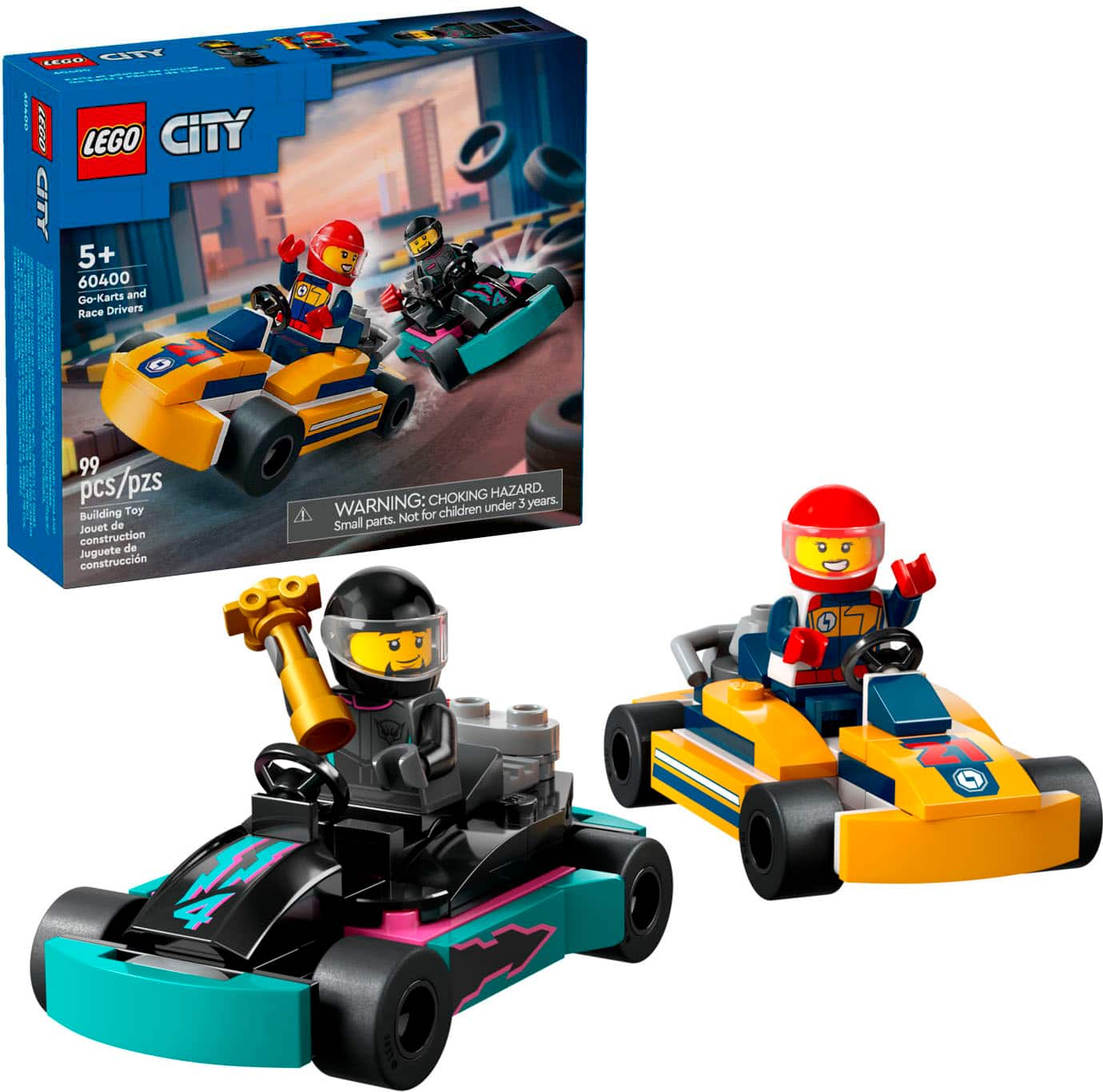 Front. LEGO - City Go-Karts and Race Drivers Toy Set for Kids 60400.