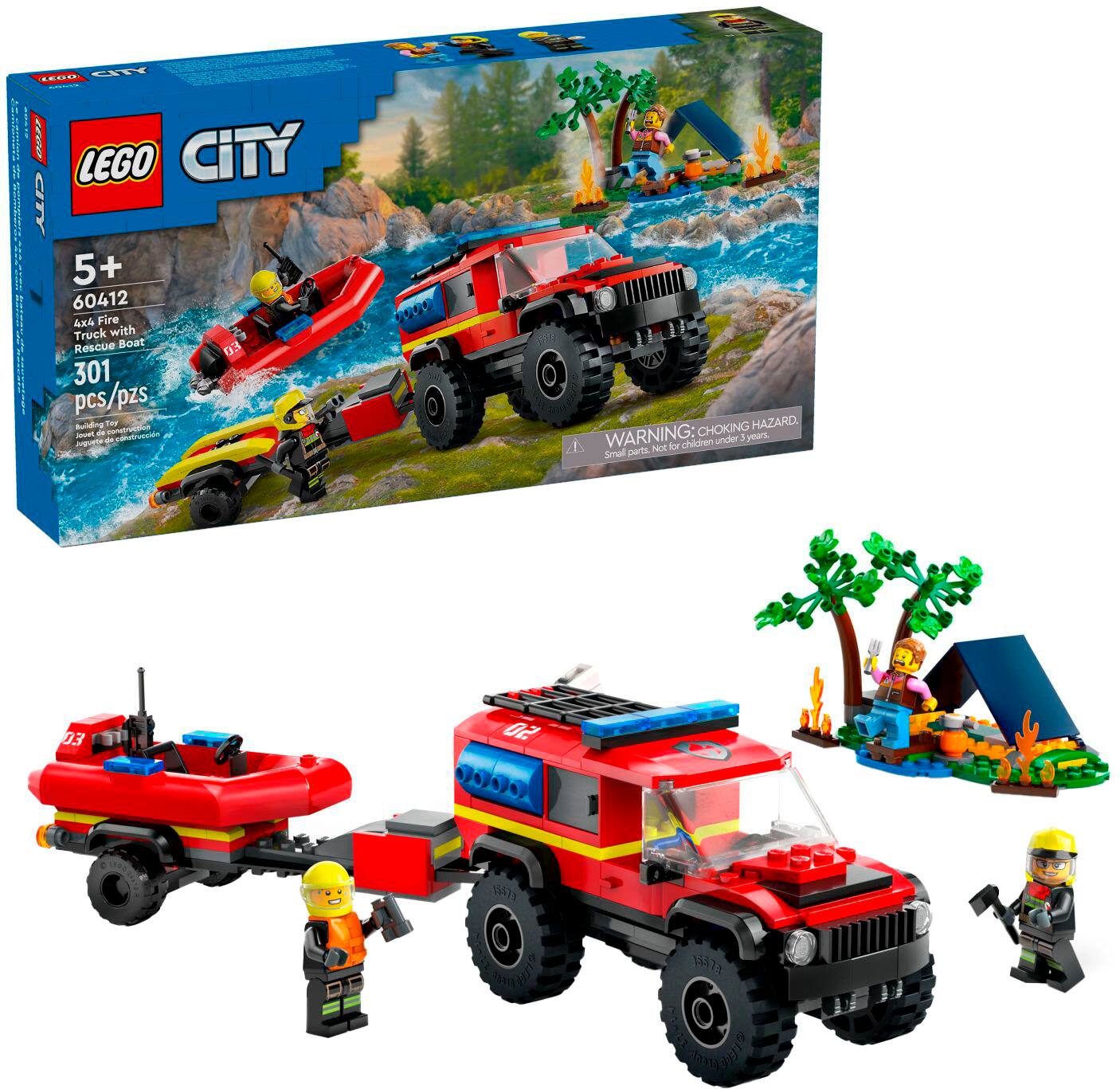 LEGO - City 4x4 Fire Truck with Rescue Boat Toy 60412