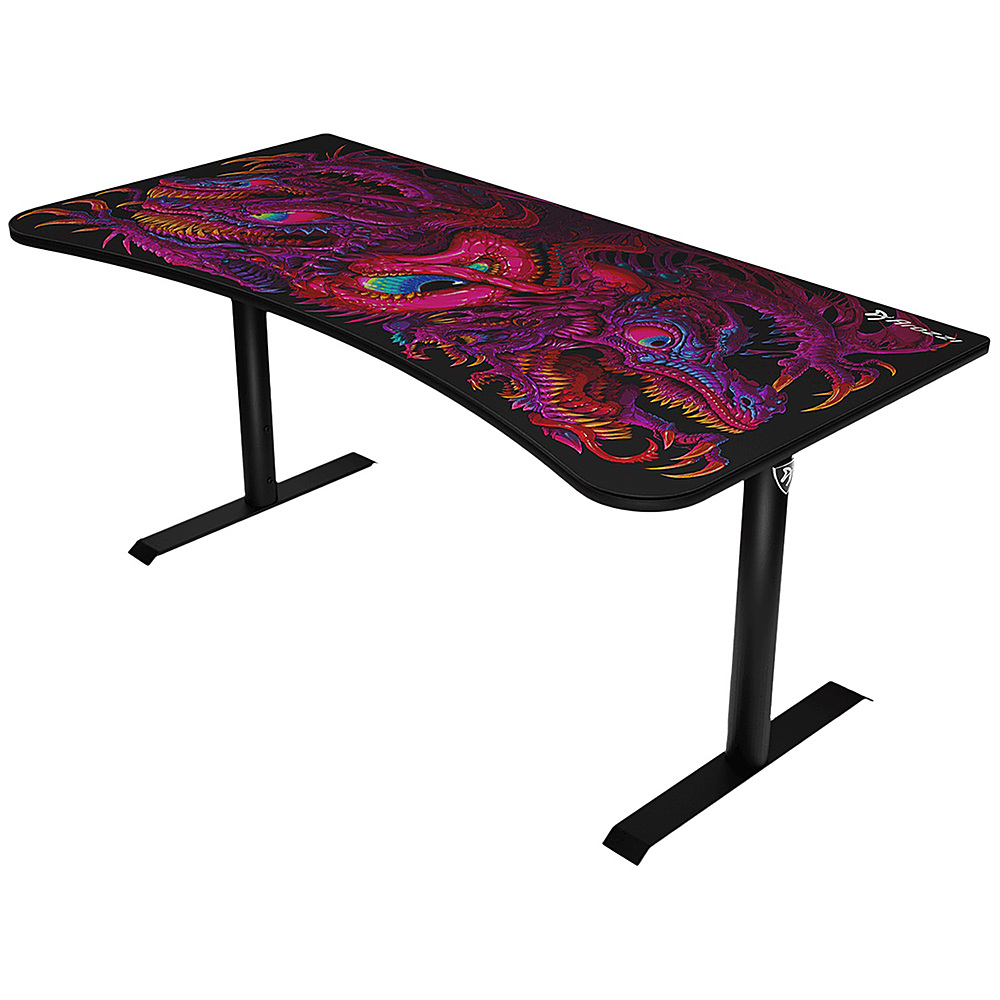 Left View: Arozzi - Arena Ultrawide Curved Gaming Desk - Crawling Chaos