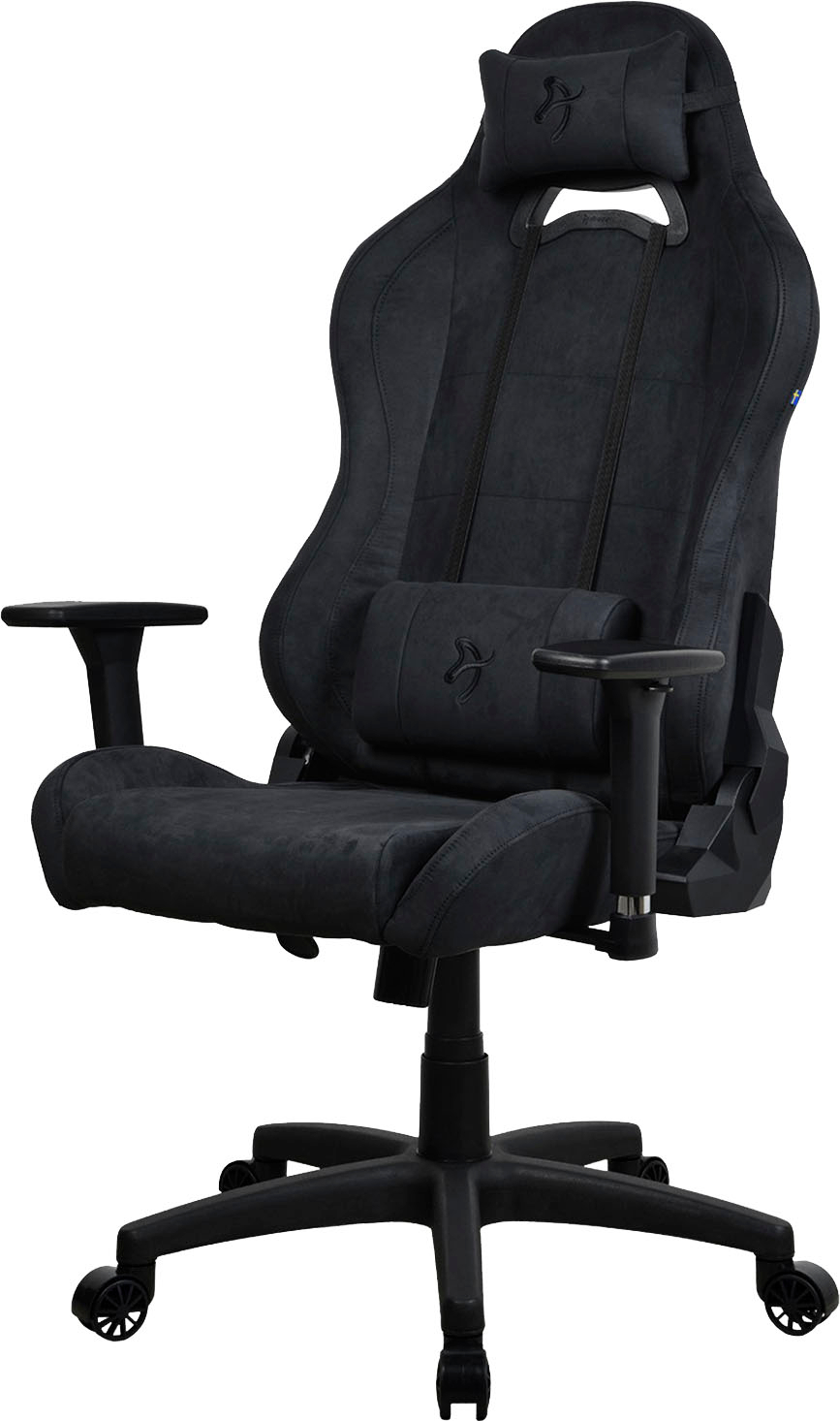 Left View: Arozzi - Torretta Supersoft Upholstery Fabric Gaming Chair - Pure Black