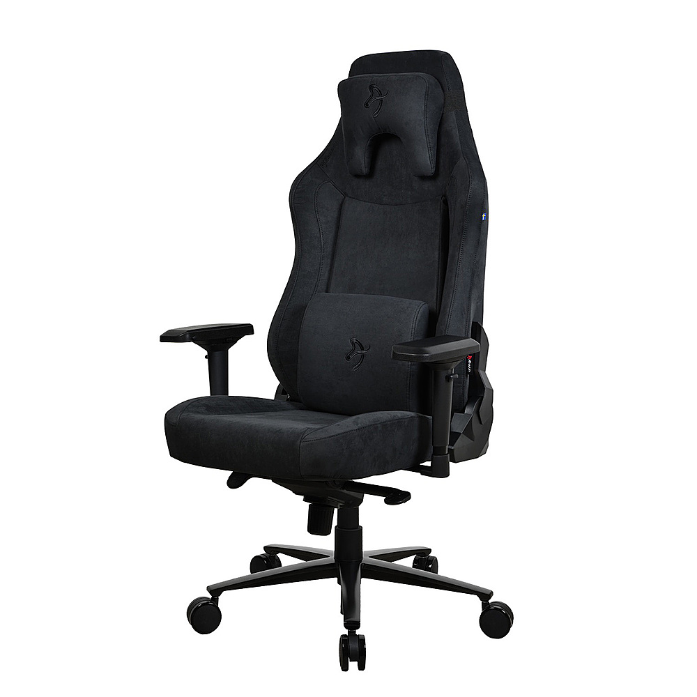 Left View: Arozzi - Primo Premium Woven Fabric Gaming/Office Chair - Dark Grey with Red Accents