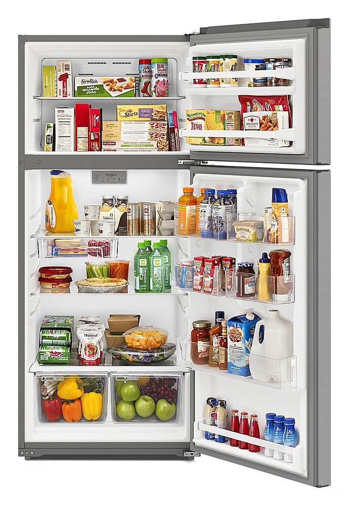 Alt View 3. Whirlpool - 16.3 Cu. Ft. Top-Freezer Refrigerator with Flexi-Slide Bin - Stainless Steel.