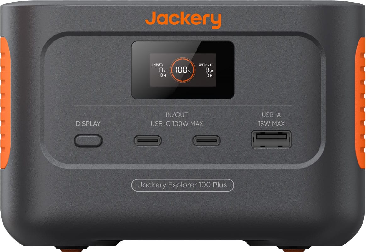 Front. Jackery - Explorer 100 Plus Portable Power Station (99 Wh Capacity) - Black.