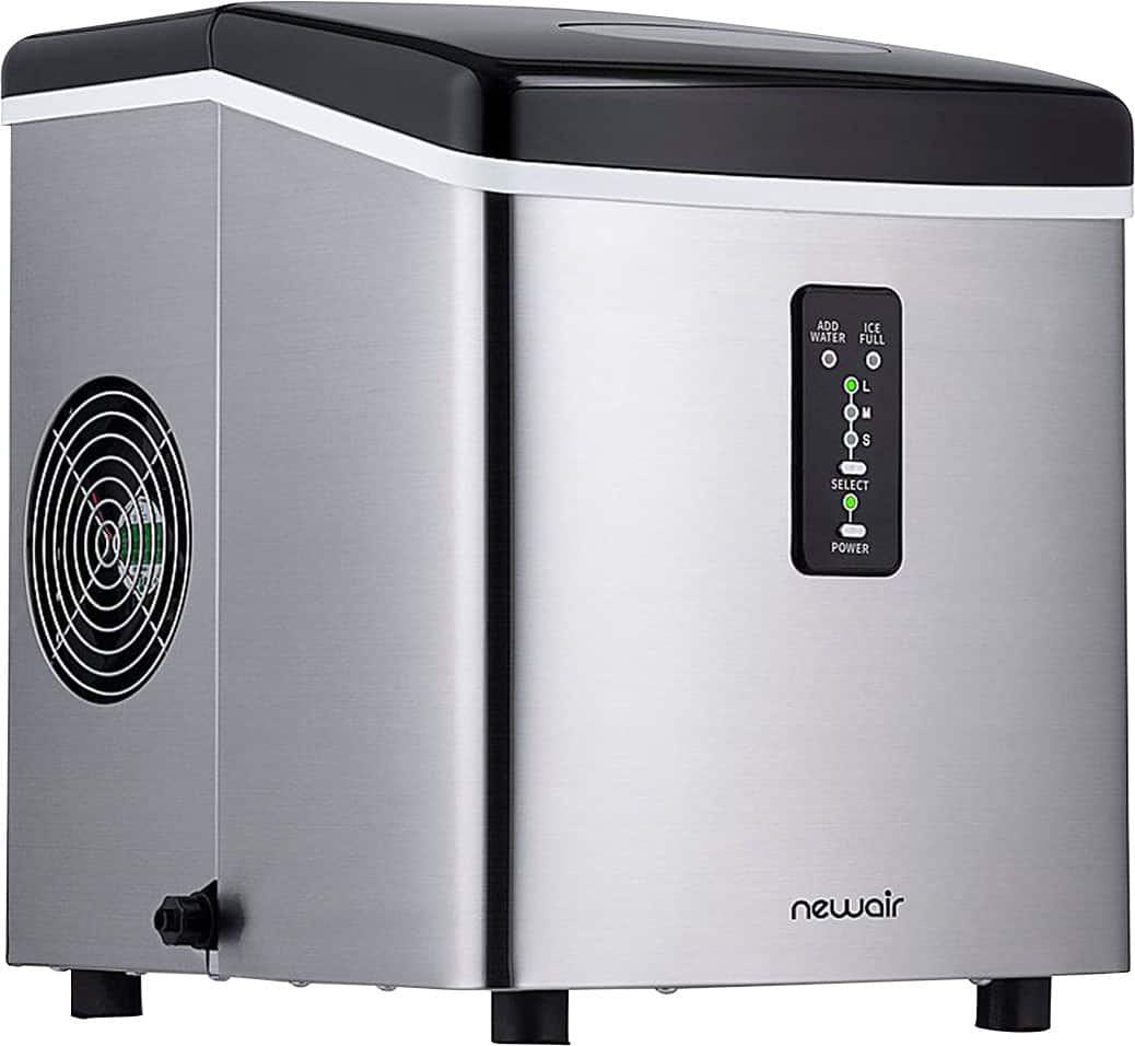 NewAir - Refurbished 12" 28-lb Portable Ice Maker - 3 Ice Sizes - Stainless Steel - Front_Zoom