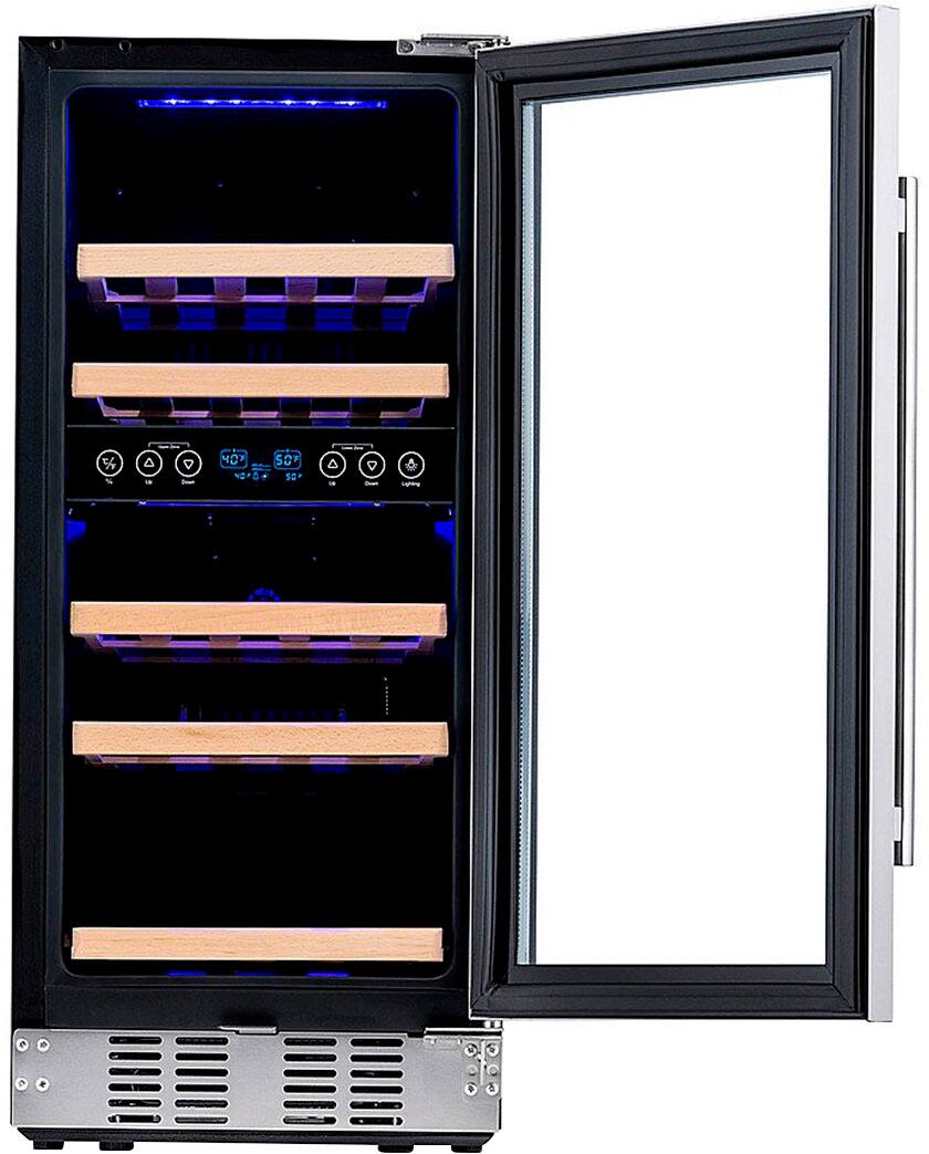 Alt View 13. NewAir - Factory Refurbished 15” Built-in 29 Bottle Dual Zone Compressor Wine Fridge - Stainless Steel.