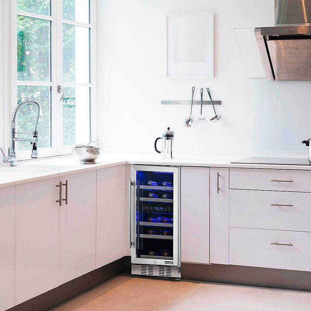 Alt View 14. NewAir - Factory Refurbished 15” Built-in 29 Bottle Dual Zone Compressor Wine Fridge - Stainless Steel.
