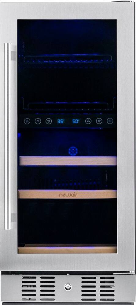 Alt View 11. NewAir - Factory Refurbished Premium 9-Bottle Dual Zone Wine Cooler - Stainless Steel.
