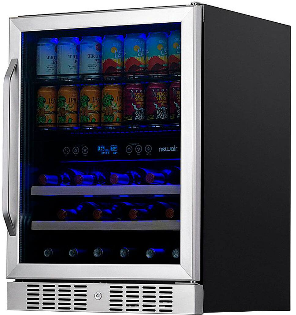 Alt View 11. NewAir - Factory Refurbished 20 Bottle and 70 Can Dual Zone Wine and Beverage Fridge with SplitShelf and Smooth Rolling Shelves - Stainless Steel.