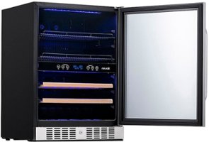 NewAir - Factory Refurbished 20 Bottle and 70 Can Dual Zone Wine and Beverage Fridge with SplitShelf™ and Smooth Rolling Shelves - Stainless Steel - Left_Zoom