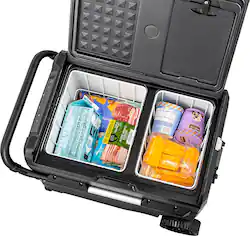 NewAir - Refurbished 48 Qt. Portable 12v Electric Cooler w/ LG Compressor, 48 Qt., Compact Fridge - Black - Angle_Zoom
