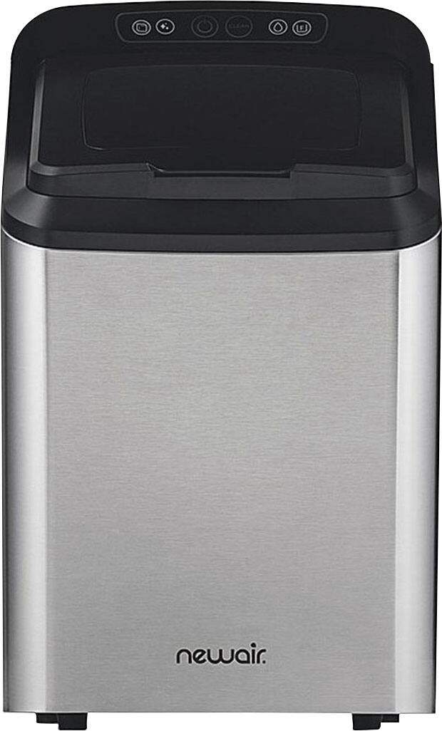 Angle. NewAir - Factory Refurbished 45 lbs. Portable Countertop Clear Ice Maker with FrozenFall Technology - Stainless Steel.