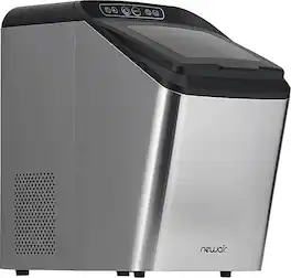 NewAir - Refurbished Good - 45 lbs. Portable Countertop Clear Ice Maker with FrozenFall Technology - Stainless Steel