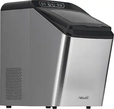 Front. NewAir - Factory Refurbished 45 lbs. Portable Countertop Clear Ice Maker with FrozenFall Technology - Stainless Steel.