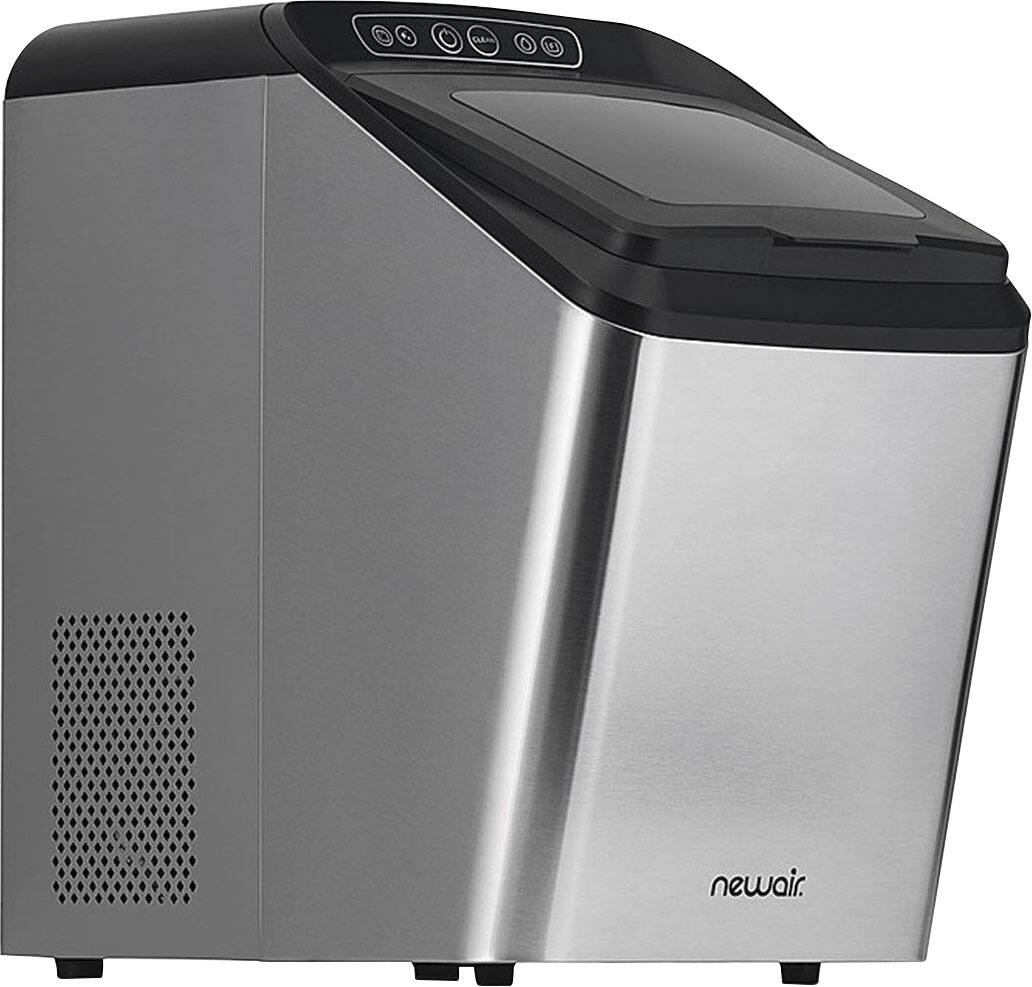Front. NewAir - Factory Refurbished 45 lbs. Portable Countertop Clear Ice Maker with FrozenFall Technology - Stainless Steel.