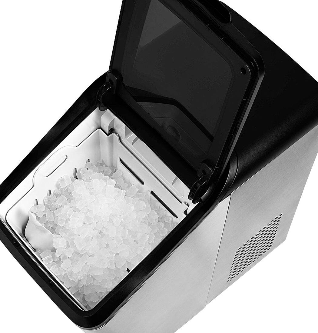 Alt View 12. NewAir - Factory Refurbished 45 lbs. Portable Countertop Clear Ice Maker with FrozenFall Technology - Stainless Steel.