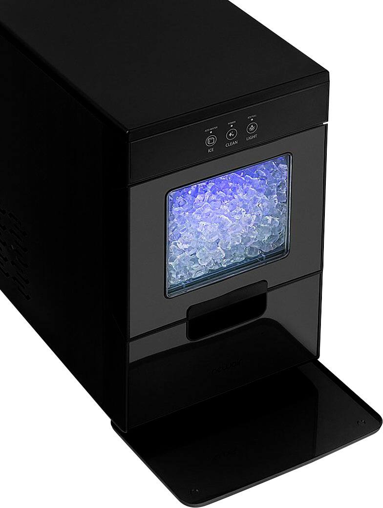 Left. NewAir - Factory Refurbished 44lb. Nugget Countertop Ice Maker with Self-Cleaning Function - Black.