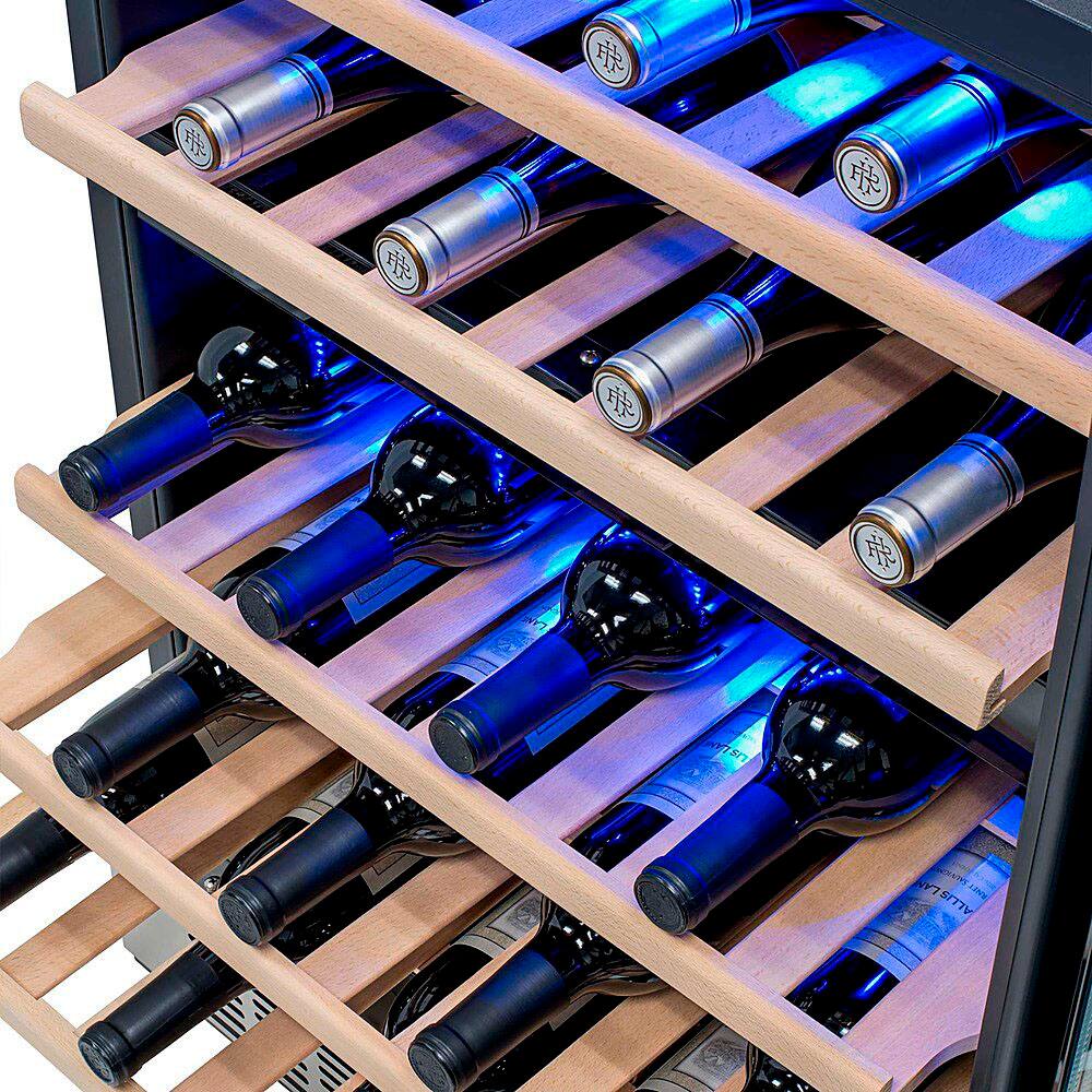 Alt View 12. NewAir - Factory Refurbished 24” Built-in 46 Bottle Dual Zone Compressor Wine Cooler with Beech Wood Shelves - Stainless Steel.