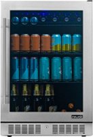 NewAir - Factory Refurbished 224-Can Built-In Beverage Cooler with Color Changing LED Lights and Seamless Stainless Steel Door - Stainless Steel - Front_Zoom