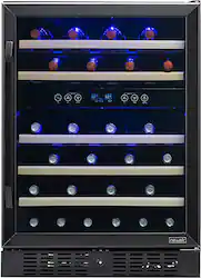 NewAir - Refurbished 24” Built-in 46 Bottle Dual Zone Compressor Wine Fridge - Black - Front_Zoom