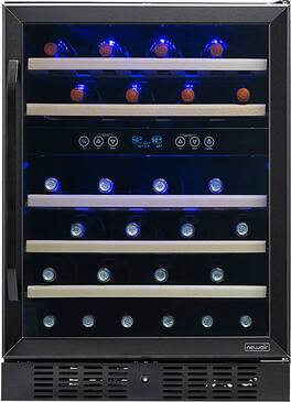 NewAir - Refurbished 24” Built-in 46 Bottle Dual Zone Compressor Wine Fridge - Black