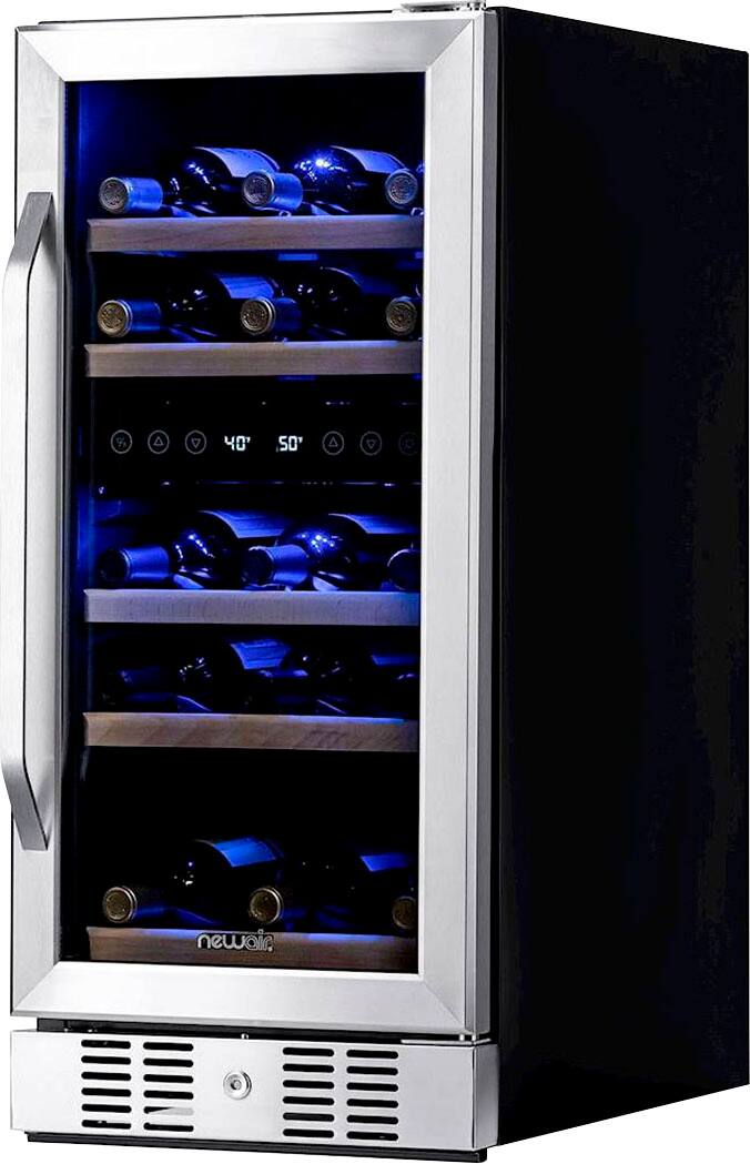 Angle. NewAir - Factory Refurbished 29-Bottle Wine Cooler - Stainless Steel.