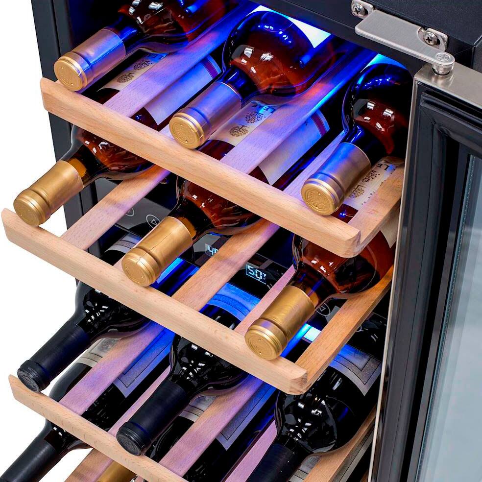 Left. NewAir - Factory Refurbished 29-Bottle Wine Cooler - Stainless Steel.