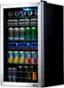 Left. NewAir - Factory Refurbished 126-Can Beverage Cooler with Adjustable Shelves and 7 Temperature Settings - Stainless Steel.