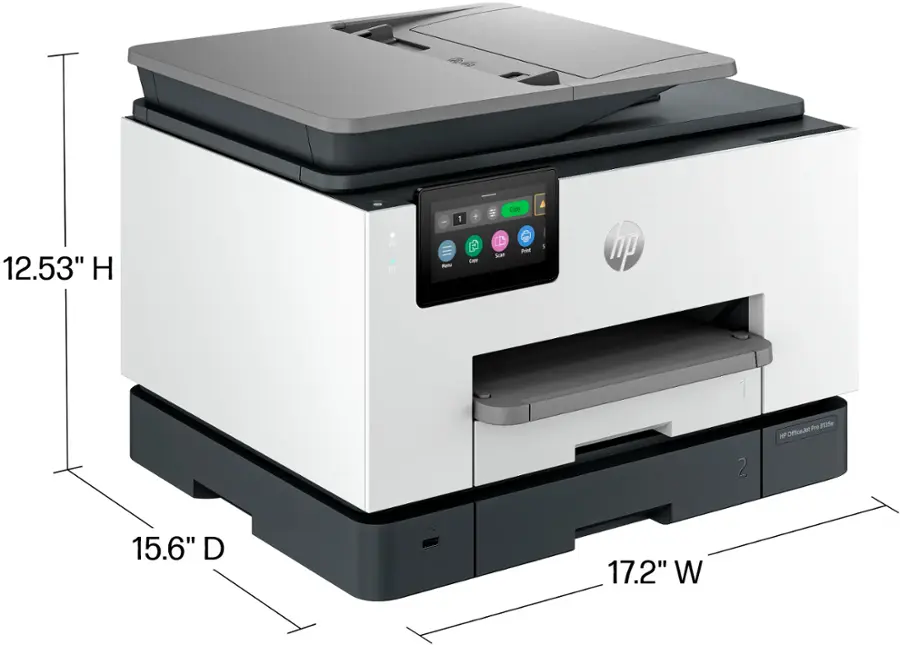 12.53" H x 17.2" W x 15.6" D HP OfficeJet 2 5 mp 1 Tre 9035e