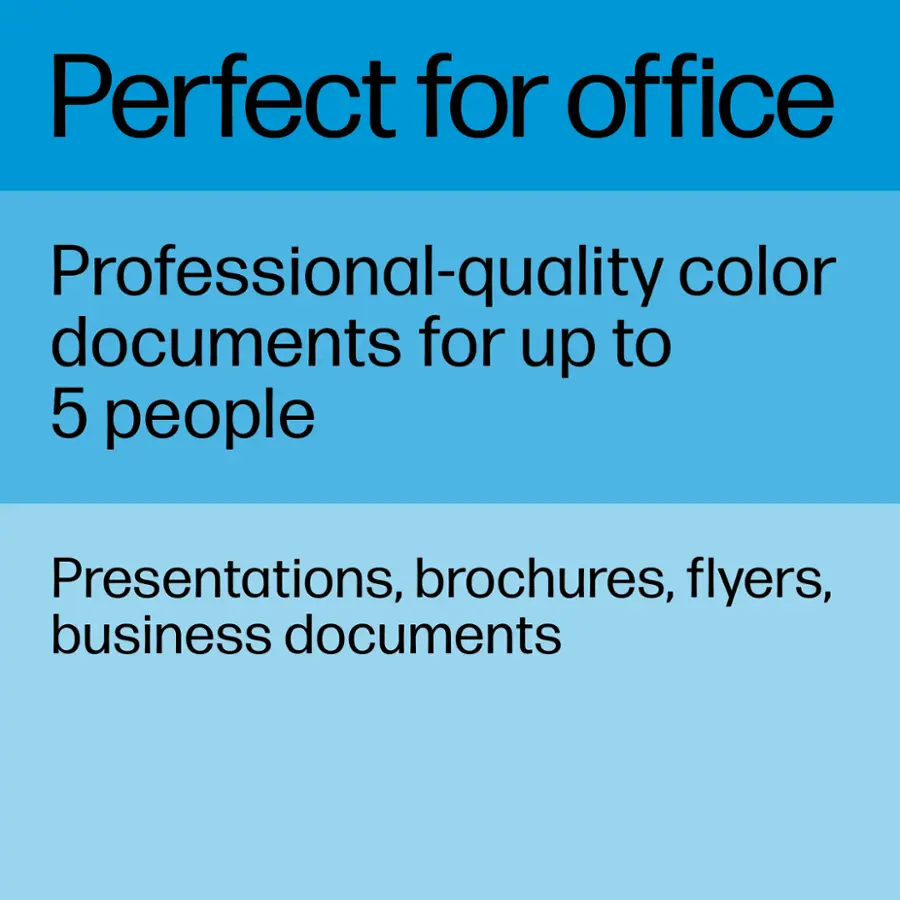 Perfect for office: Professional-quality color documents for up to 5 people. Includes presentations, brochures, flyers, and business documents.