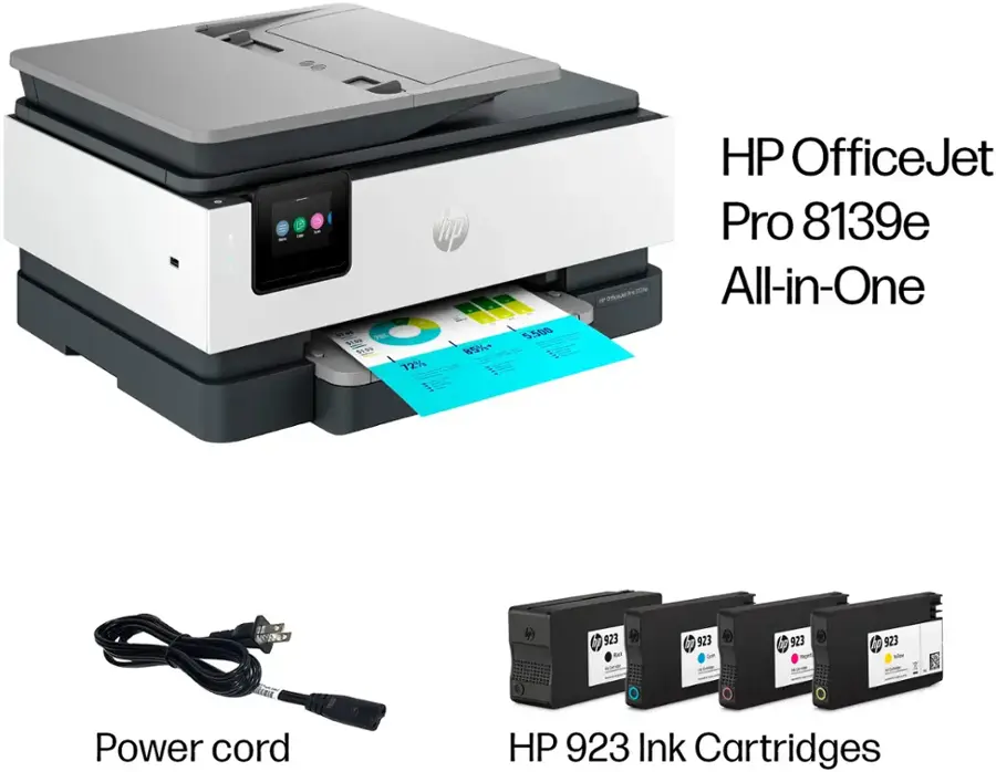 The text on the image reads: "9.17" H 2 - hp - # 13.29" D 18.12" W". This text describes the dimensions of the HP printer, which is 9.17 inches high, 2 HP, and has a width of 13.29 inches and a depth of 18.12 inches.