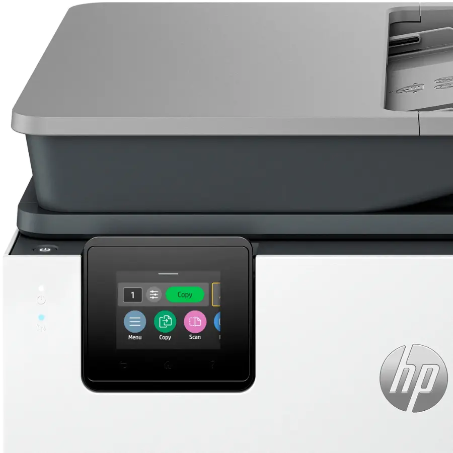 The text on the image reads "1 Copy Menu 1 Copy Scan ? I hp." This text is grouped as follows:

1. "1 Copy Menu"
2. "1 Copy Scan"
3. "? I hp"

The grouping is based on the presence of the question mark and the brand name "hp" at the end of the text. The question mark suggests that the text might be incomplete or unclear, while the "hp" at the end indicates that it is related to the HP brand.
