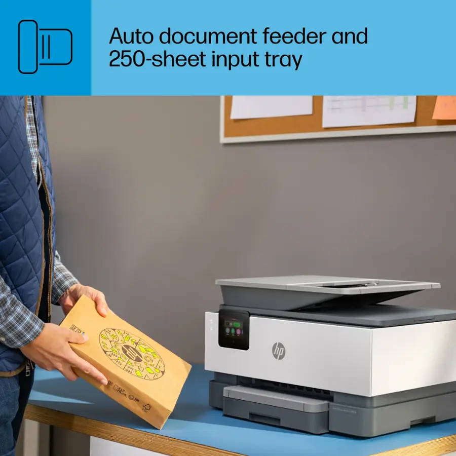 Auto document feeder and 250-sheet input tray.