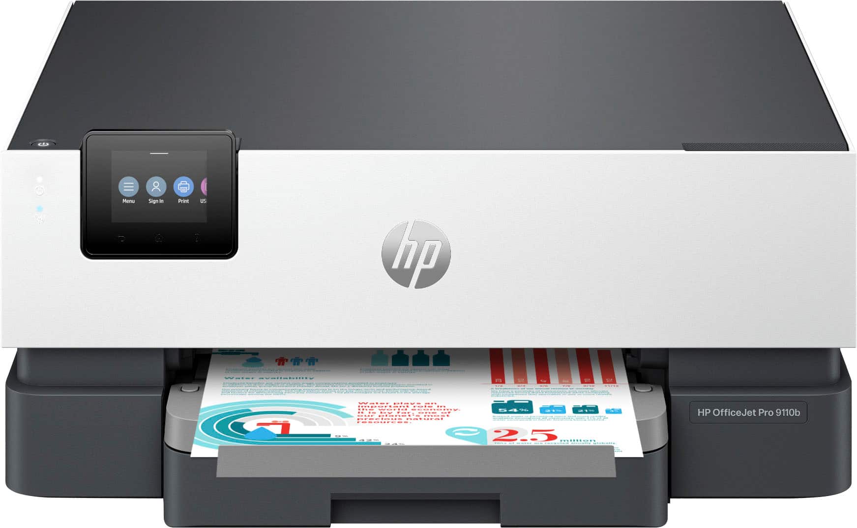 HP - OfficeJet Pro 9110b Wireless Inkjet Printer - White - Front_Zoom