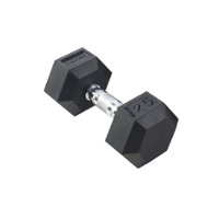 Inspire Fitness 25 LB Rubber Dumbbell - Black - Front_Zoom