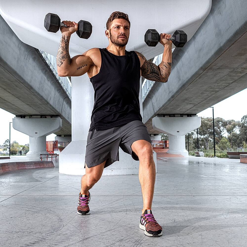 Left View: Inspire Fitness 25 LB Rubber Dumbbell - Black