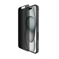 Belkin - ScreenForce TemperedGlass Privacy Treated Screen Protector for iPhone 16/15/14 Pro - Black - Angle_Zoom