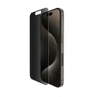 Belkin - ScreenForce TemperedGlass Privacy Treated Screen Protector for iPhone 15 Plus - Black - Angle_Zoom