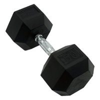 Inspire Fitness 50 LB Rubber Dumbbell - Black - Front_Zoom