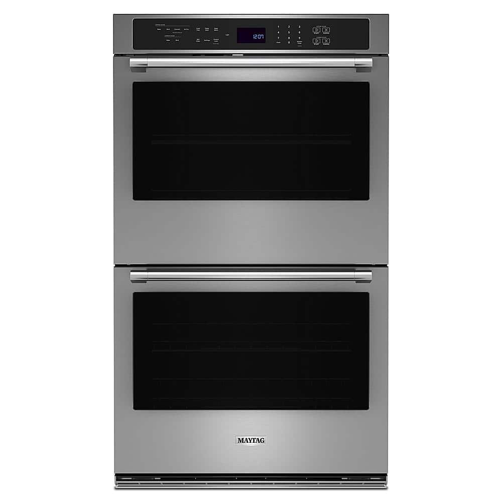 Front. Maytag - 27" Built-In Electric Convection Double Wall Oven with Air Fry - Fingerprint Resistant Stainless Steel.