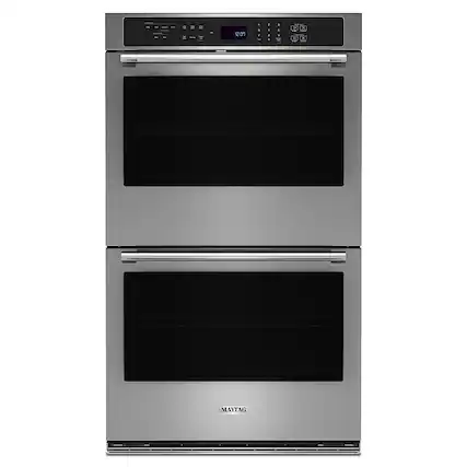 Front. Maytag - 27" Built-In Electric Convection Double Wall Oven with Air Fry - Stainless Steel.
