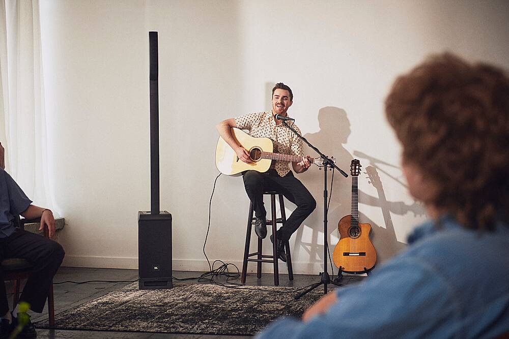 Left. JBL - IRX ONE All-In-One Portable Bluetooth Line Array Speaker System with 3-Channel Mixer - Black.