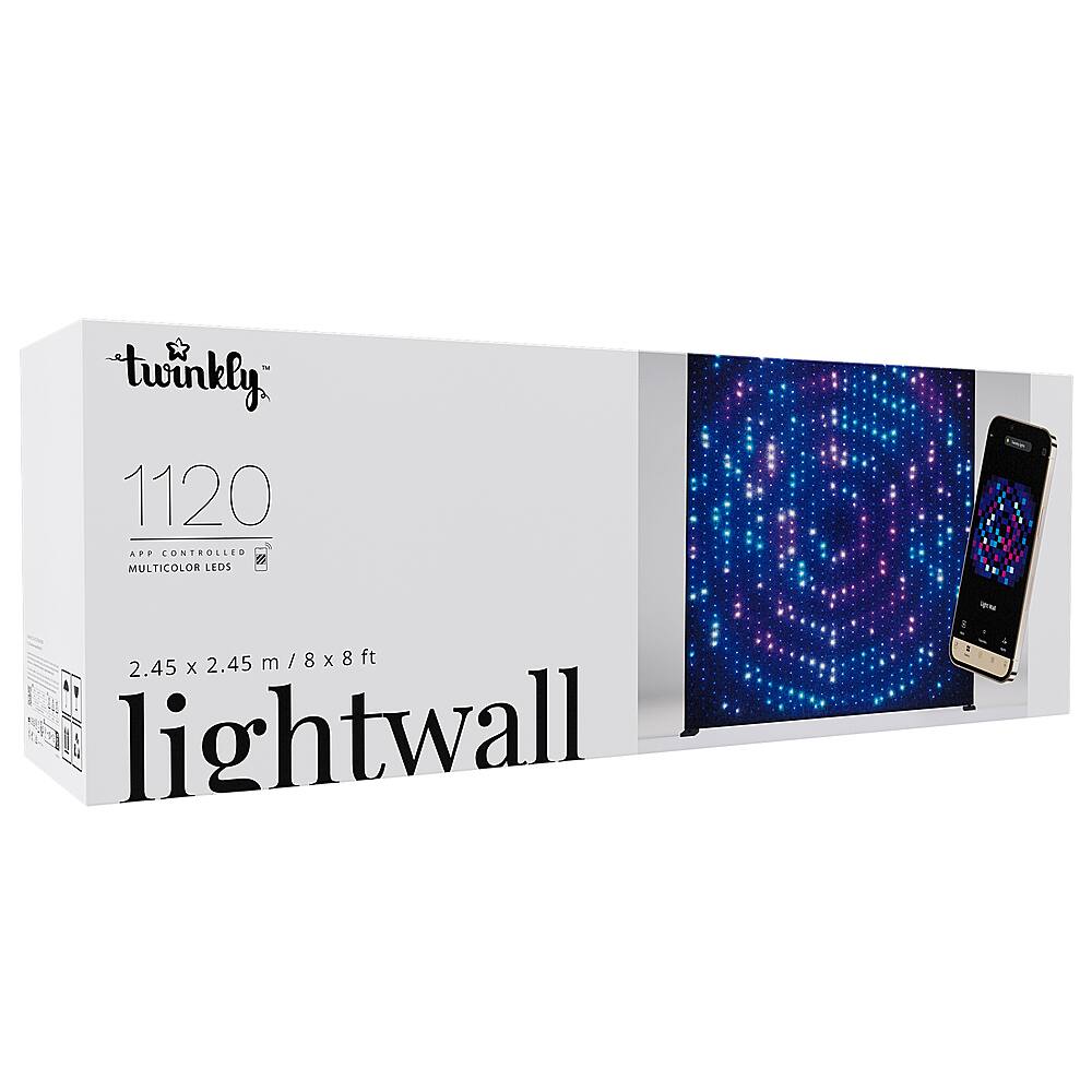 Angle. Twinkly - Twinkly Lightwall 1120 RGB LED 9' x 8.6' with Stand and Music Accessory - Black.