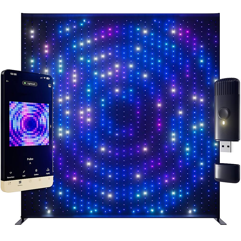 Alt View 11. Twinkly - Twinkly Lightwall 1120 RGB LED 9' x 8.6' with Stand and Music Accessory - Black.