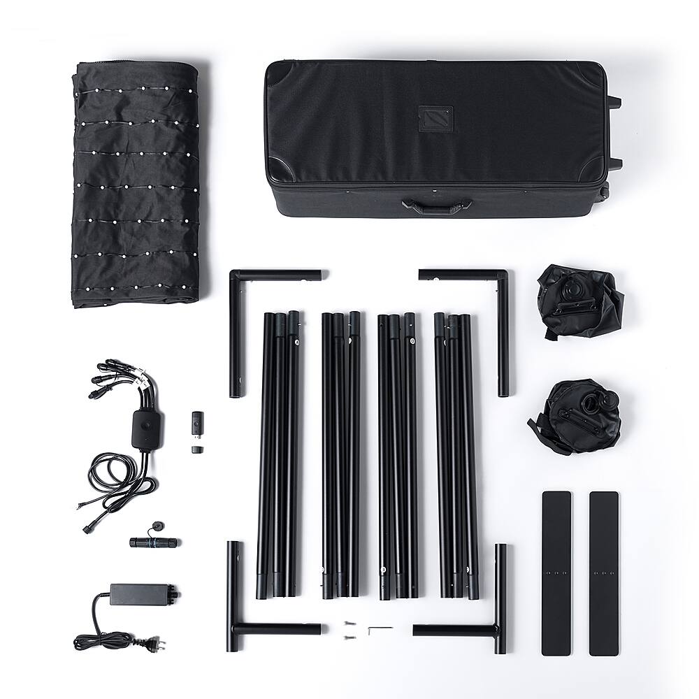 Left. Twinkly - Twinkly Lightwall 1120 RGB LED 9' x 8.6' with Stand and Music Accessory - Black.