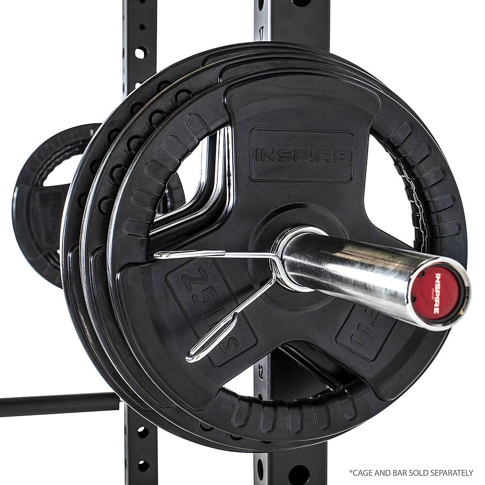 Angle View: Inspire Fitness 35 LB Rubber Olympic Weight Plate - Black
