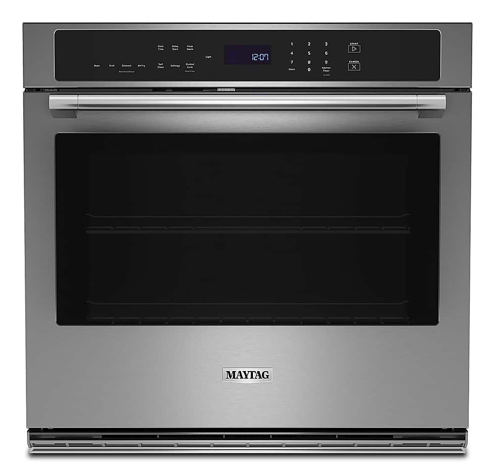 Maytag - 27" Built-In Single Electric Convection Wall Oven with Air Fry - Stainless Steel - Front_Zoom