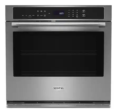 Front. Maytag - 27" Built-In Single Electric Convection Wall Oven with Air Fry - Stainless Steel.