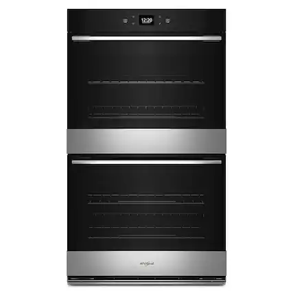 Front. Whirlpool - 30" Smart Built-In Electric Convection Double Wall Oven with Air Fry - Stainless Steel.