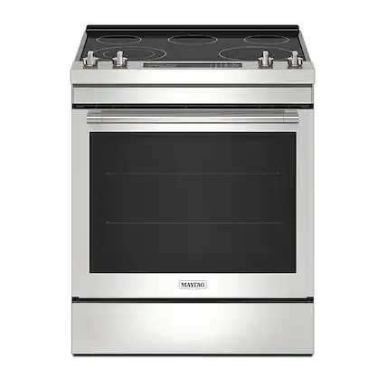 Front. Maytag - 6.4 Cu. Ft. Slide-In Electric Range with Air Fry - Stainless Steel.
